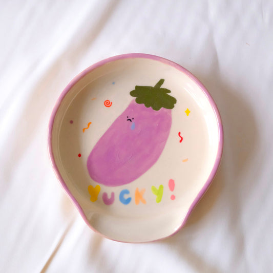 Veggie Spoon Rest - "Yucky" Eggplant