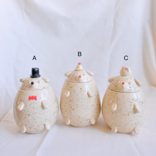 White Speckled Dog Jar