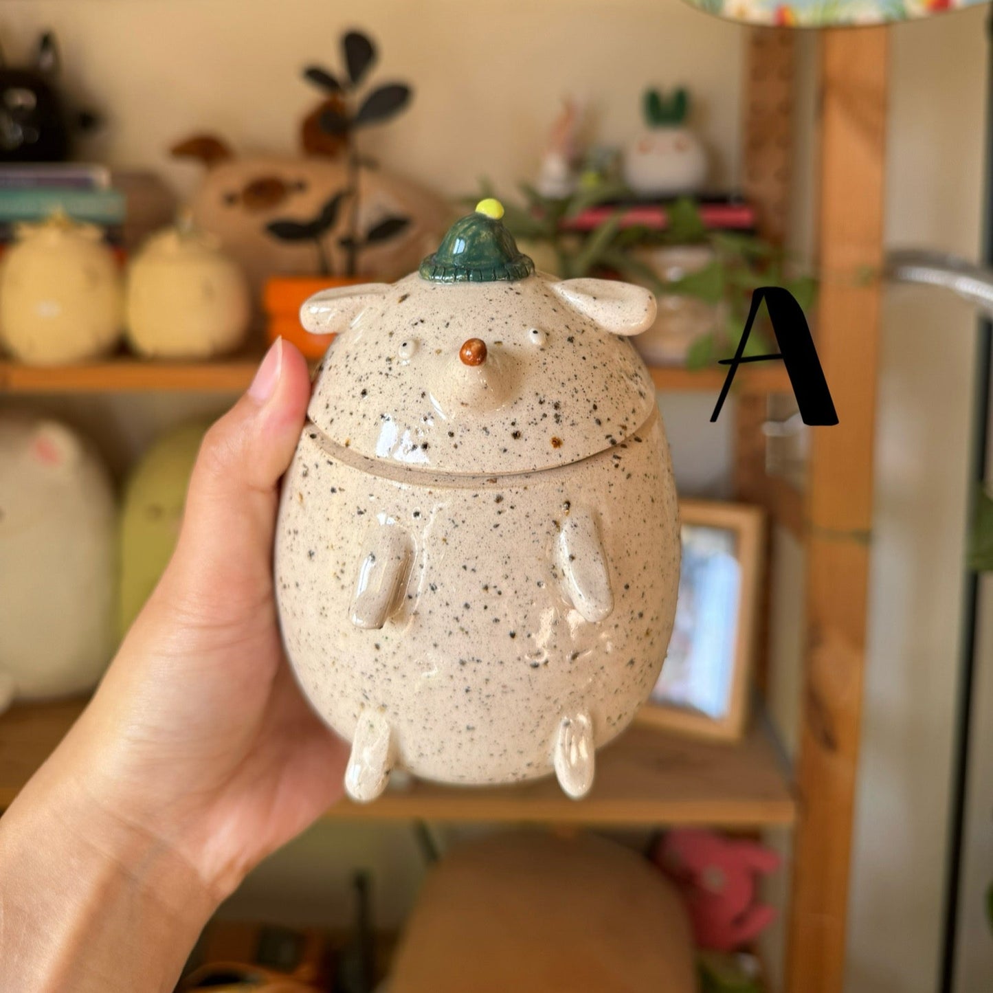 White Speckled Dog Jar