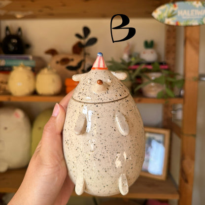 White Speckled Dog Jar
