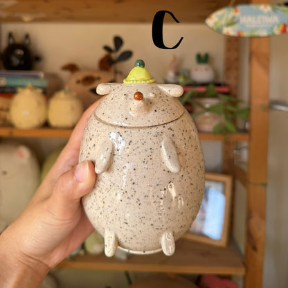 White Speckled Dog Jar